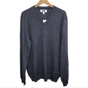 NWT Joseph Abboud | Gray Honeycomb Texture V-Neck Sweater Size XL